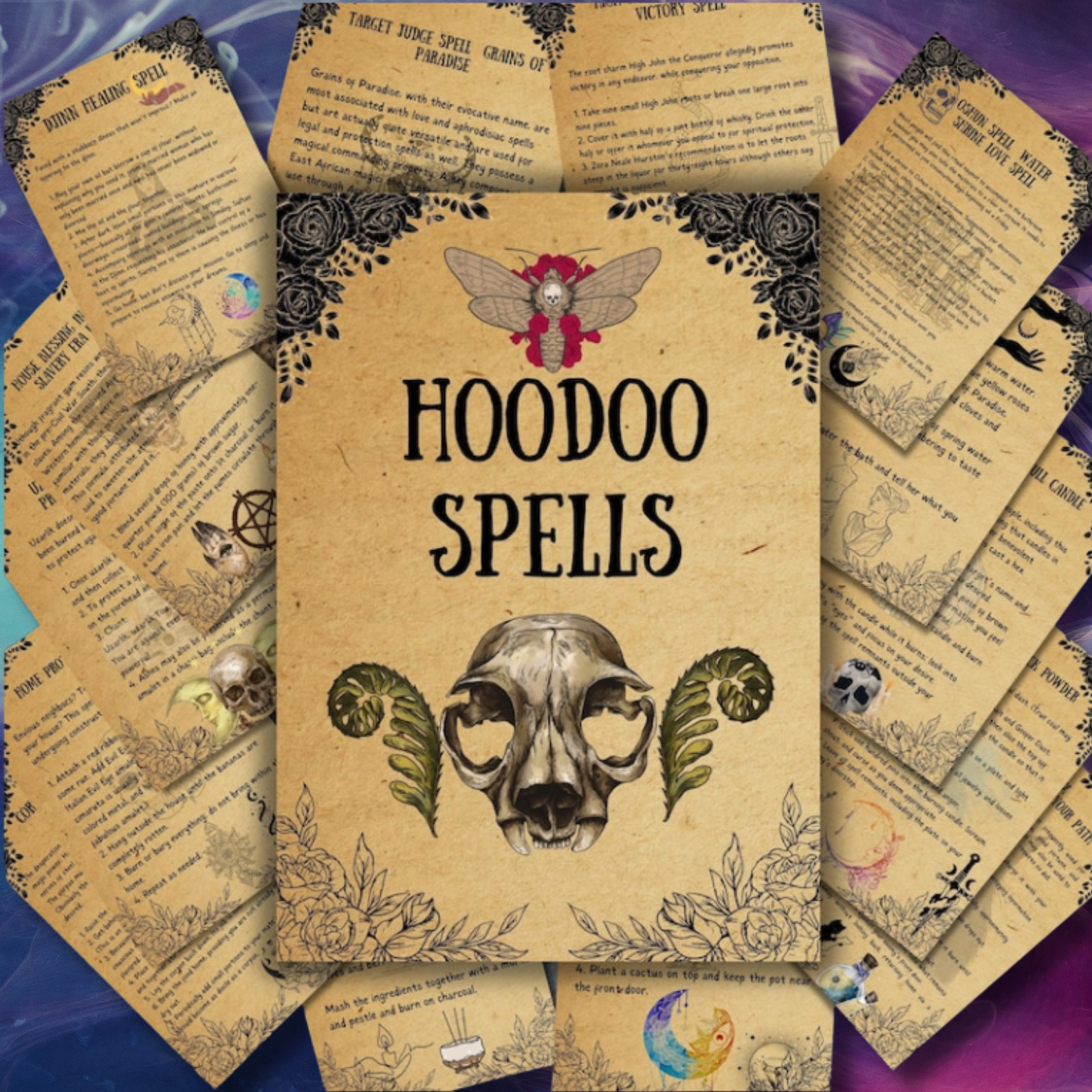 Best Hoodoo Spells, Rare Witchy Spell Book, Book of Shadows, Waite, Wicca Hoodoo Magic Spells, Grimoire, Occult, Pagan, Witch Starter Kit