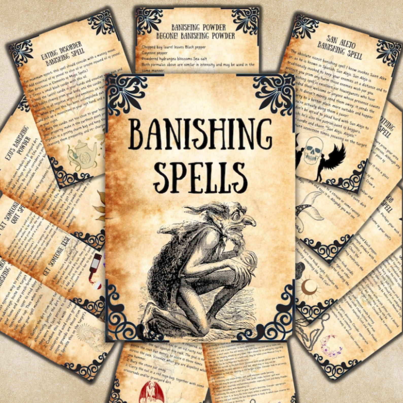 Banishing Spells Bundle | Wicca Magic Book of Shadows Pages | Spellbook, Grimoire & Witchcraft Spells Kit