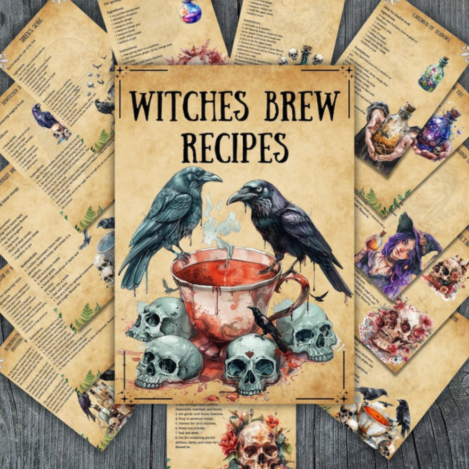 Secret Witch's Brew Recipe Grimoire Pages | Printable Wicca Magic Tea | Book of Shadows | Pagan Witchcraft BOS Pages