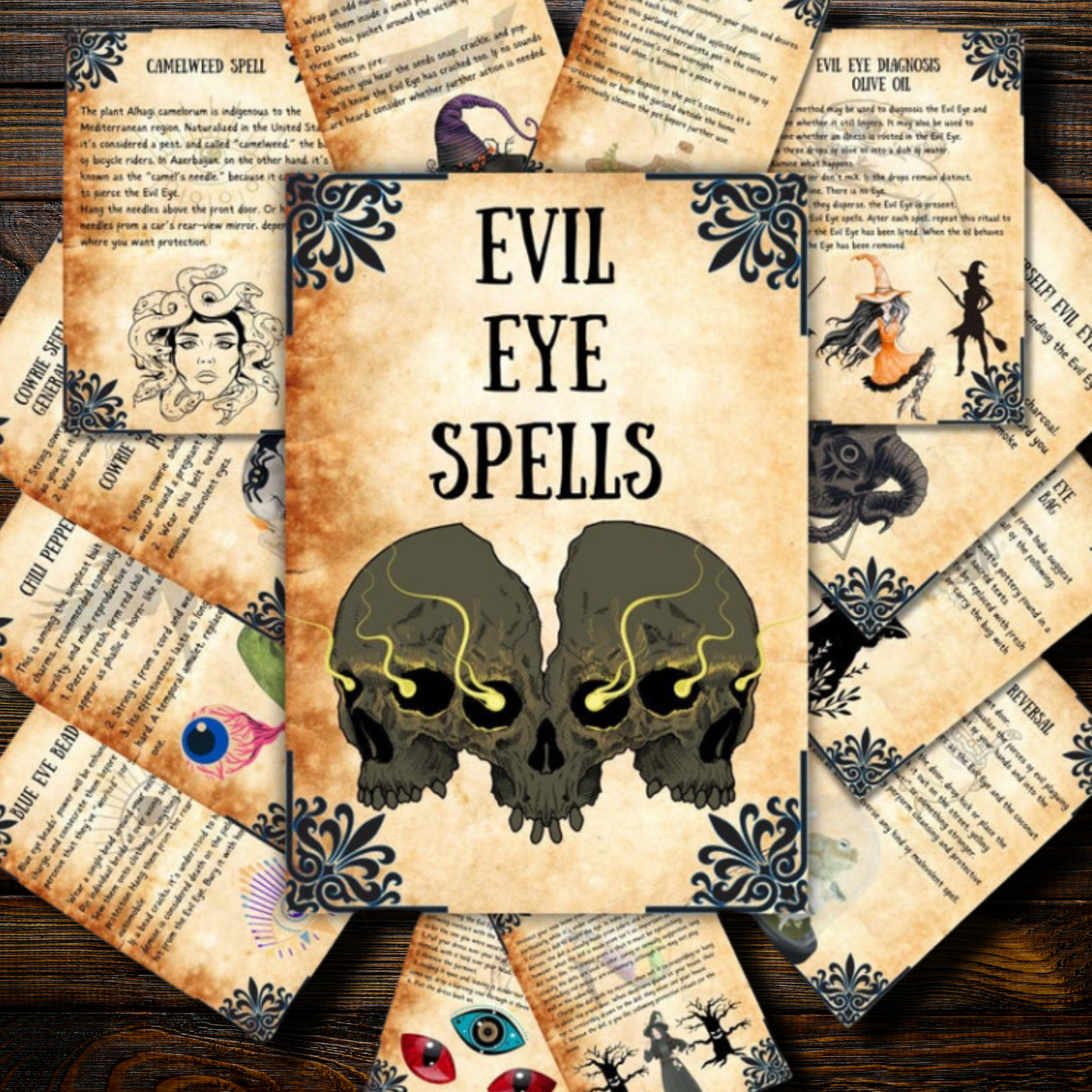 Ultimate Evil Eye Spells | Printable Book of Shadows | Wicca Magic & Pagan Grimoire Pages | Baby Witches PDF & Ritual Spellbook