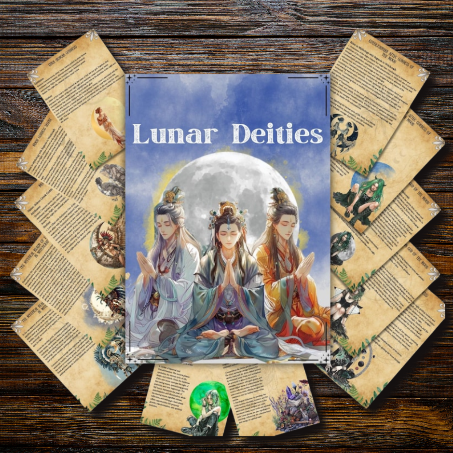 Lunar Deities Grimoire Pages | Moon Magic & Rituals | Book of Shadows | Deity Profiles | Pagan & Wiccan BOS Pages