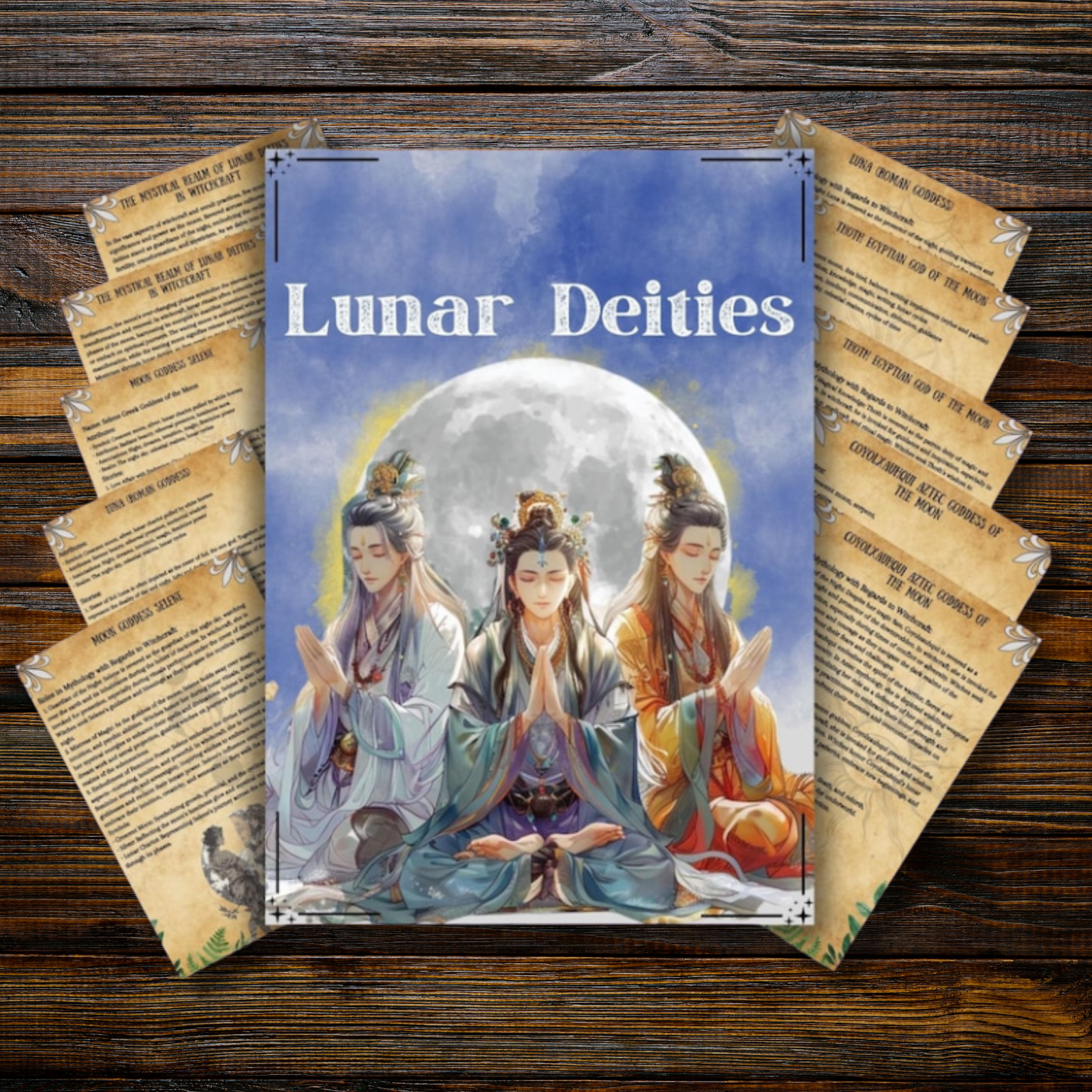 Lunar Deities Grimoire Pages | Moon Magic & Rituals | Book of Shadows | Deity Profiles | Pagan & Wiccan BOS Pages