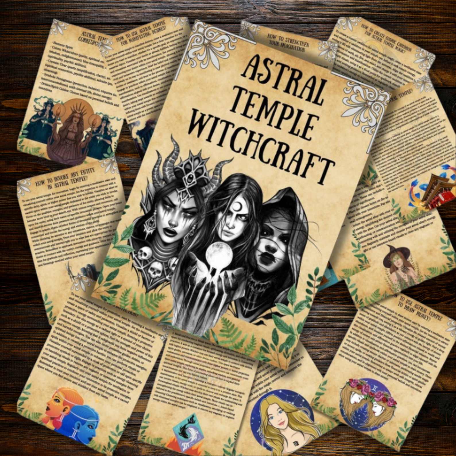 Secret Astral Temple Grimoire Pages | Guide & Book of Shadows | Wicca, Witchcraft, Pagan Rituals | Printable Astral Magic BOS