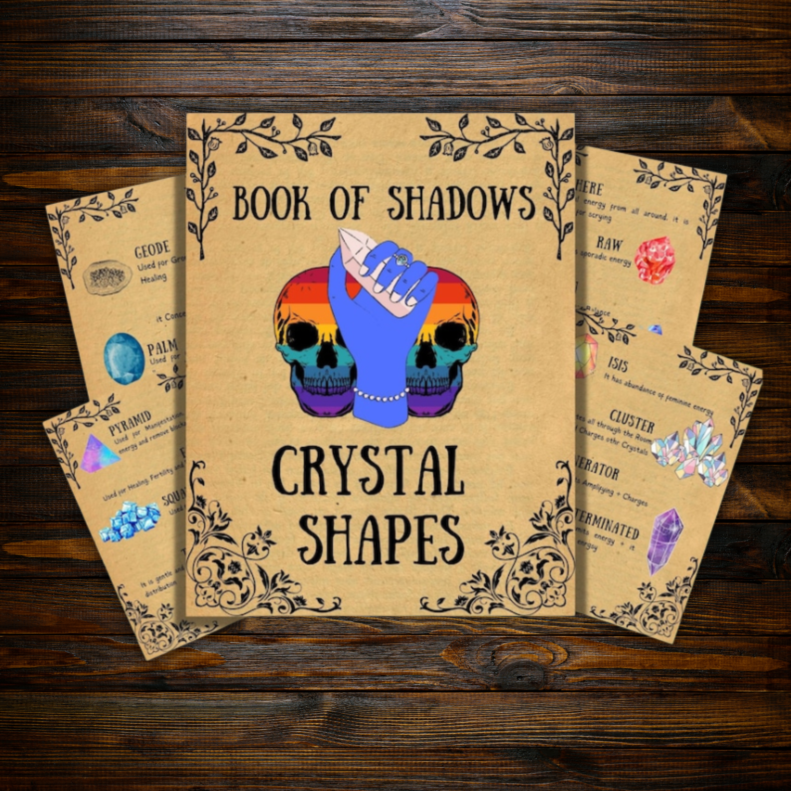 Witch's Crystal Guide: Wicca Grimoire Pages for Beginners | Book of Shadows, Occult Crystals, Printable Spell Book