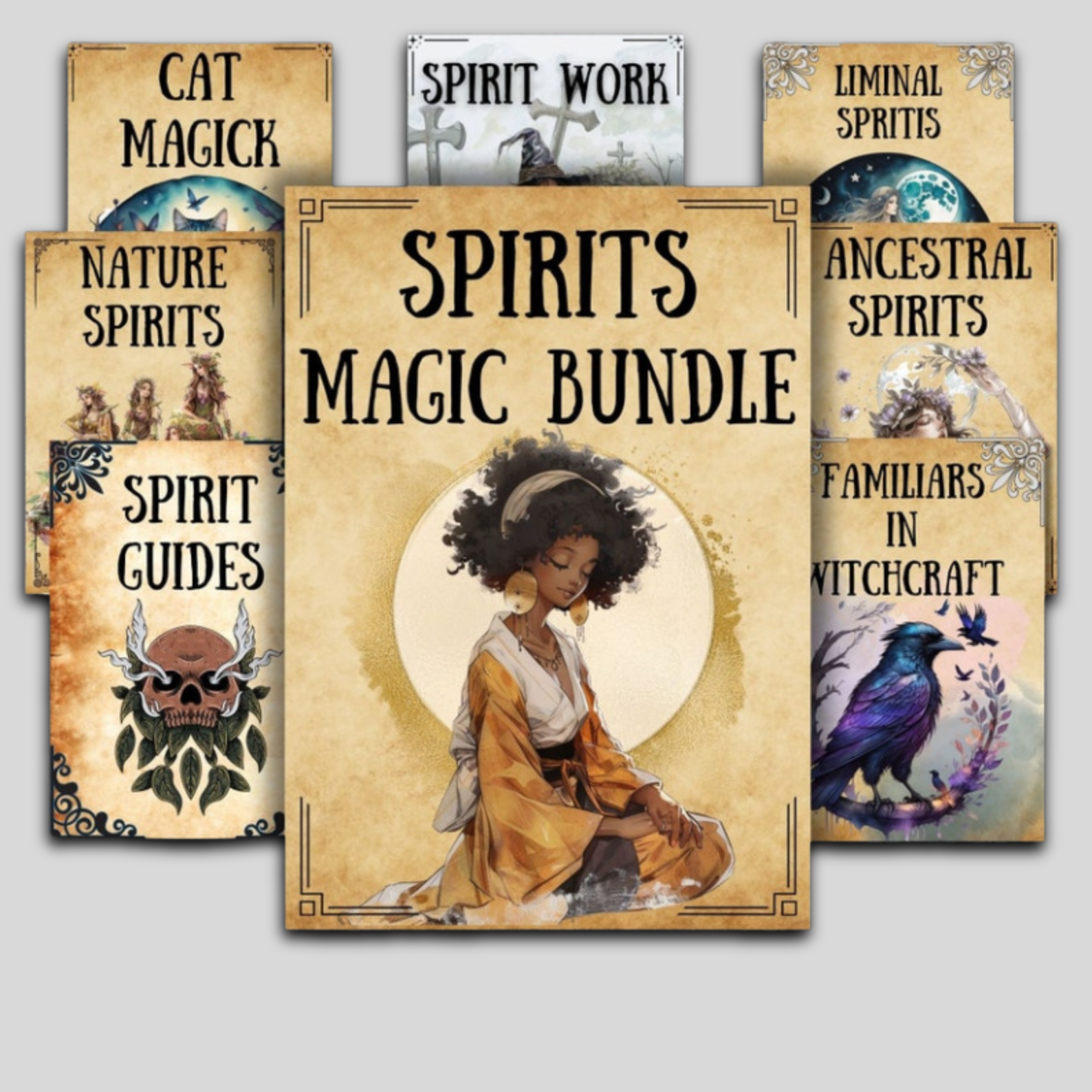 Spirits Magic Grimoire Pages Bundle: Wicca Witchcraft Basics, Printable Rituals & BOS Pages for Beginners