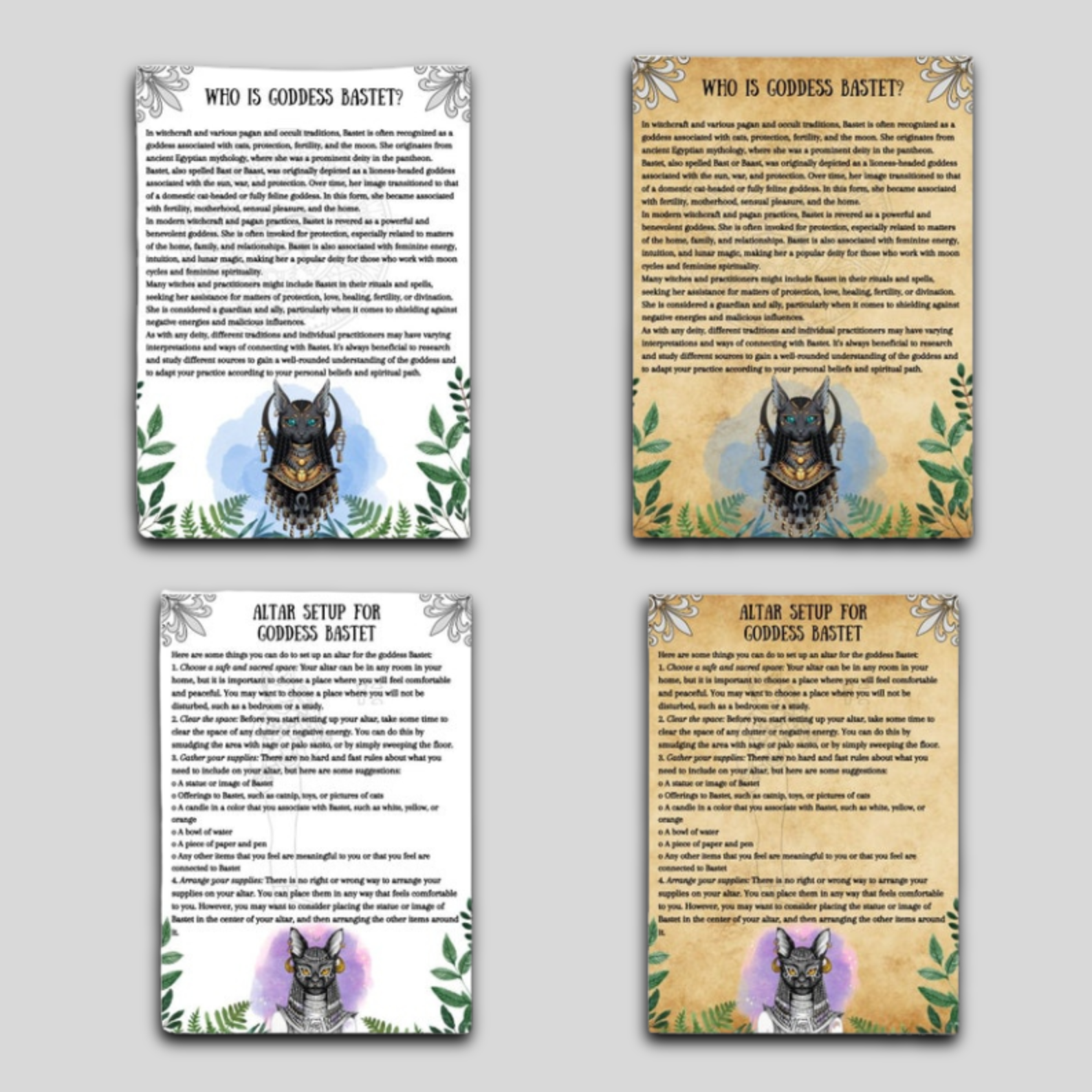 Bastet Altar Guide: Printable Grimoire Pages, Prayer & Invocation Rituals for the Egyptian Goddess Bastet in Wicca Witchcraft