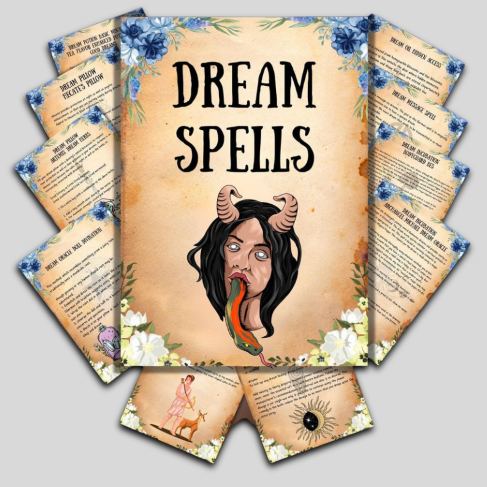 Dream Spell Grimoire: Printable Witchcraft Spells for Your Book of Shadows (Wiccan Spell Kit)