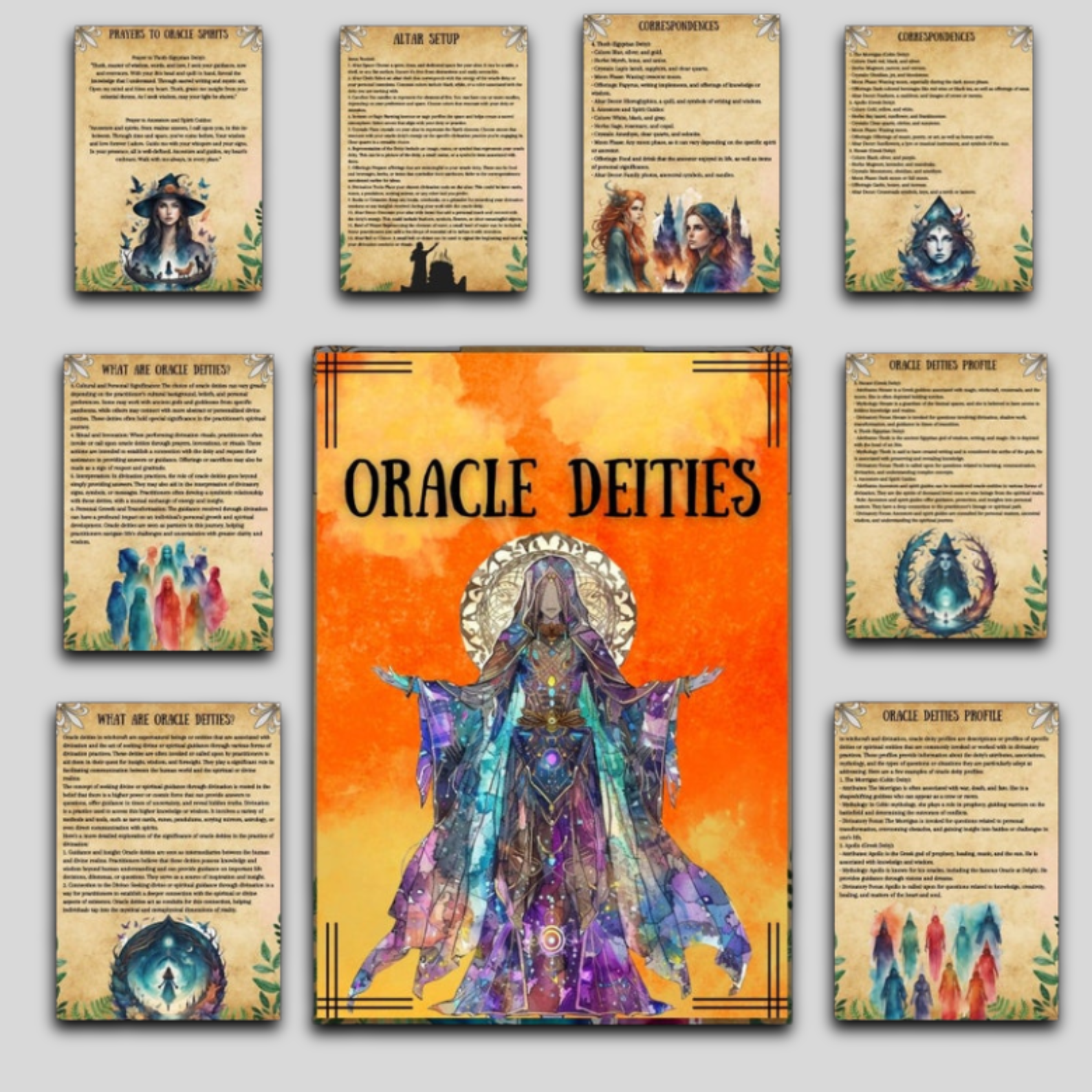 Oracle Deities Grimoire Pages, Printable Deities, Book of Shadows, Magic Rituals, Oracle, Wicca, Beginner Witchcraft, BOS Pages