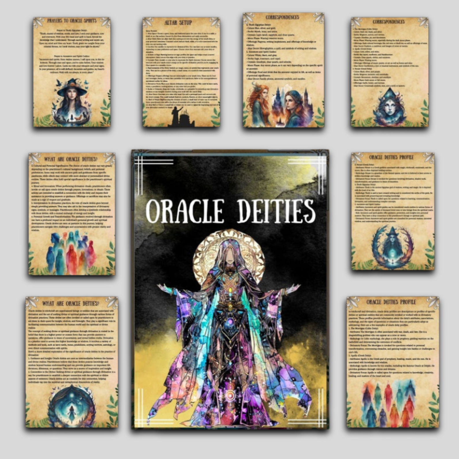 Oracle Deities Grimoire Pages, Printable Deities, Book of Shadows, Magic Rituals, Oracle, Wicca, Beginner Witchcraft, BOS Pages