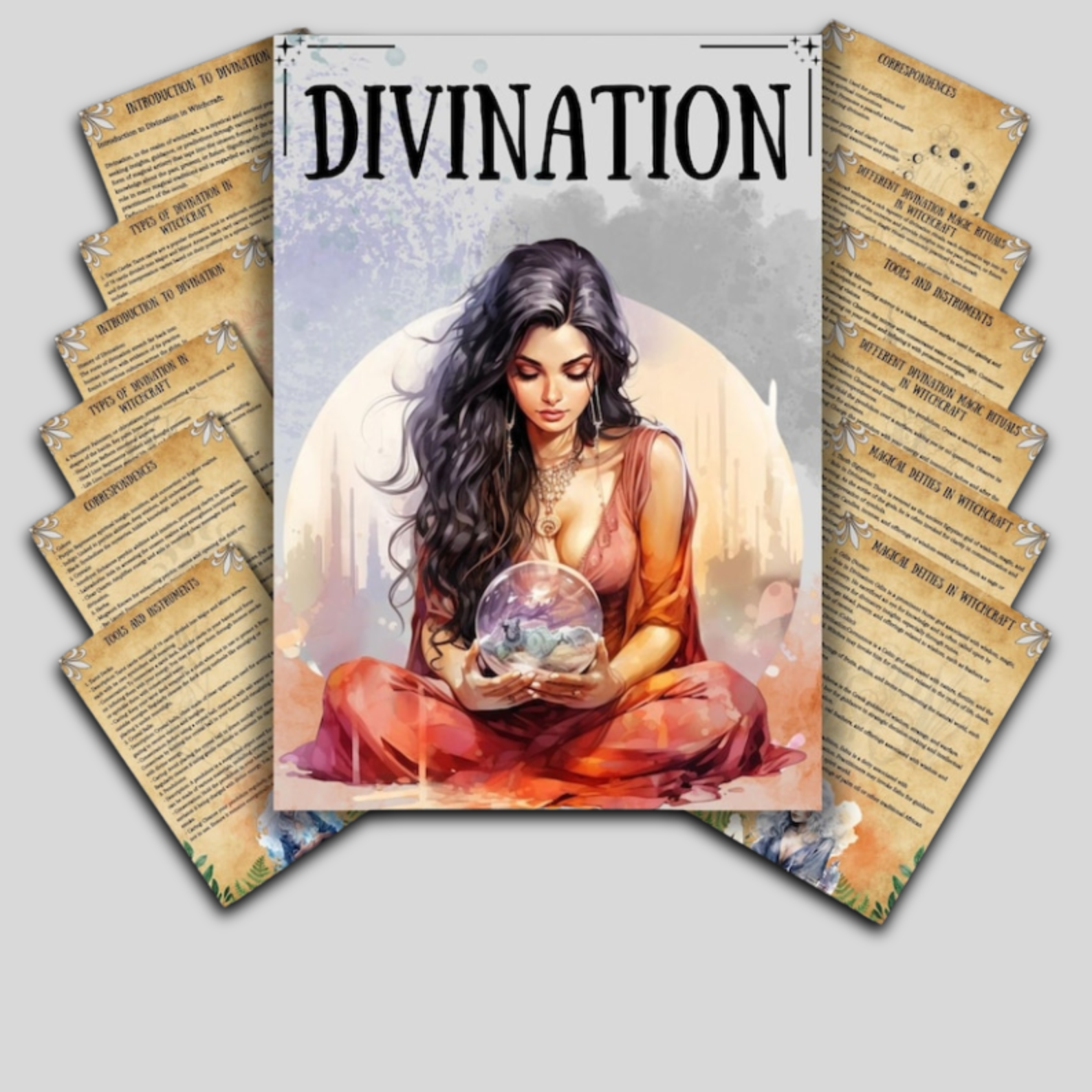 Mystical Divination Magic Grimoire Pages: Wiccan Witchcraft, Book of Shadows, Beginner-Friendly Rituals, and Pagan BOS Pages