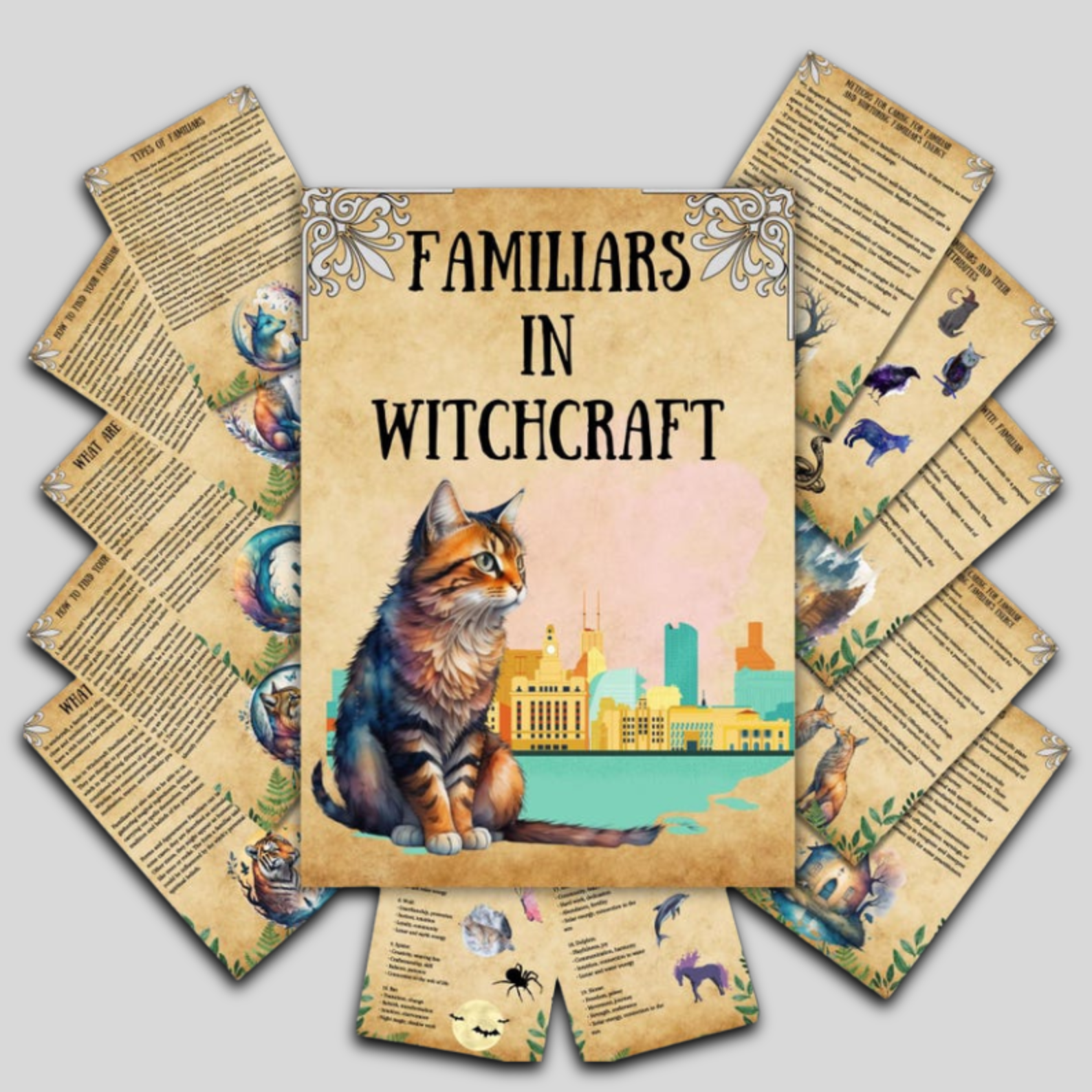 Witchcraft Grimoire Pages: Secret Familiars and Spirit Animal Rituals for Your Book of Shadows (Printable BOS for Beginners)