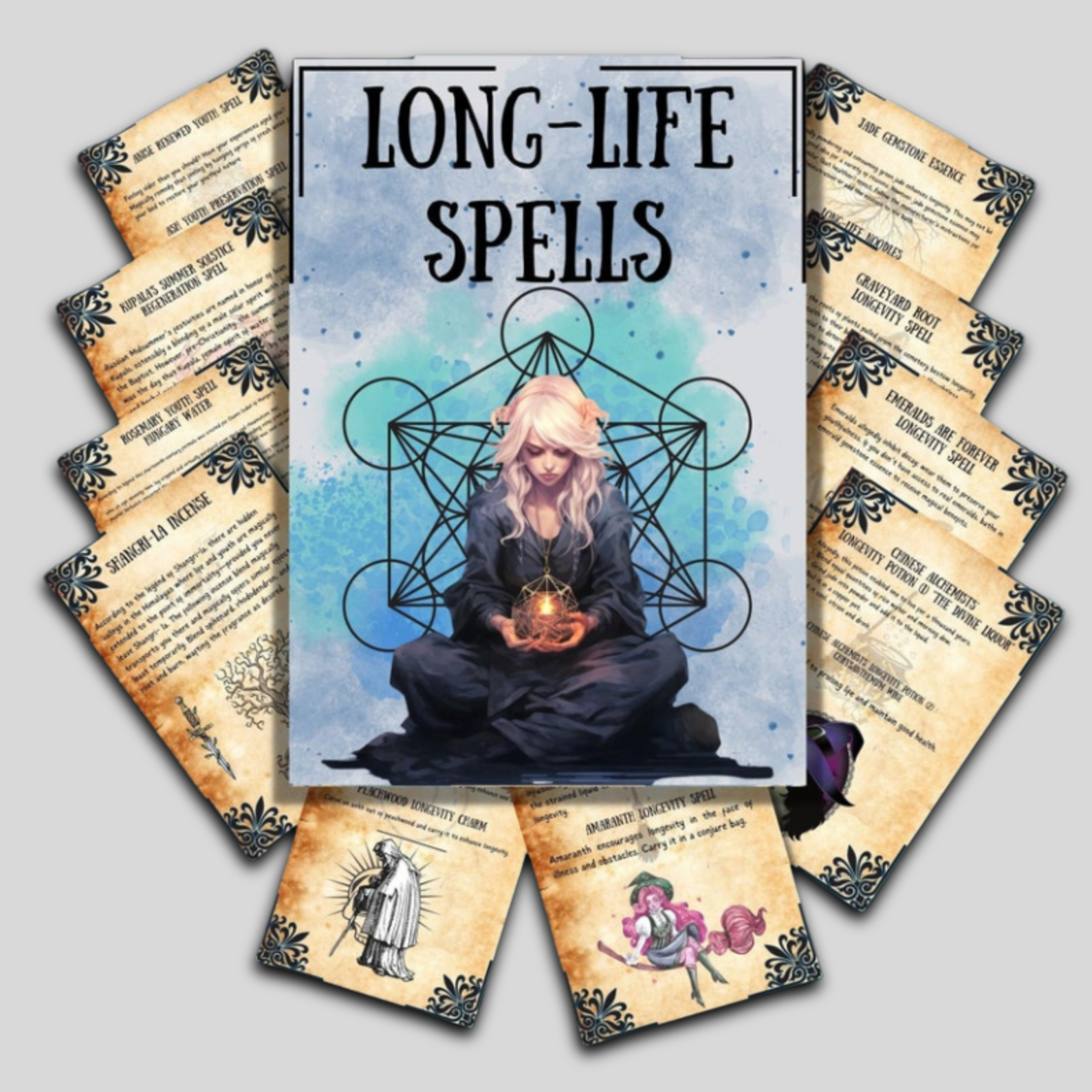 Longevity Spells Bundle, Witchcraft Spell Book, Wiccan Book of Shadows, Pagan Rituals, Printable Wicca Spells, Grimoire, Magic, Witchcraft Journal