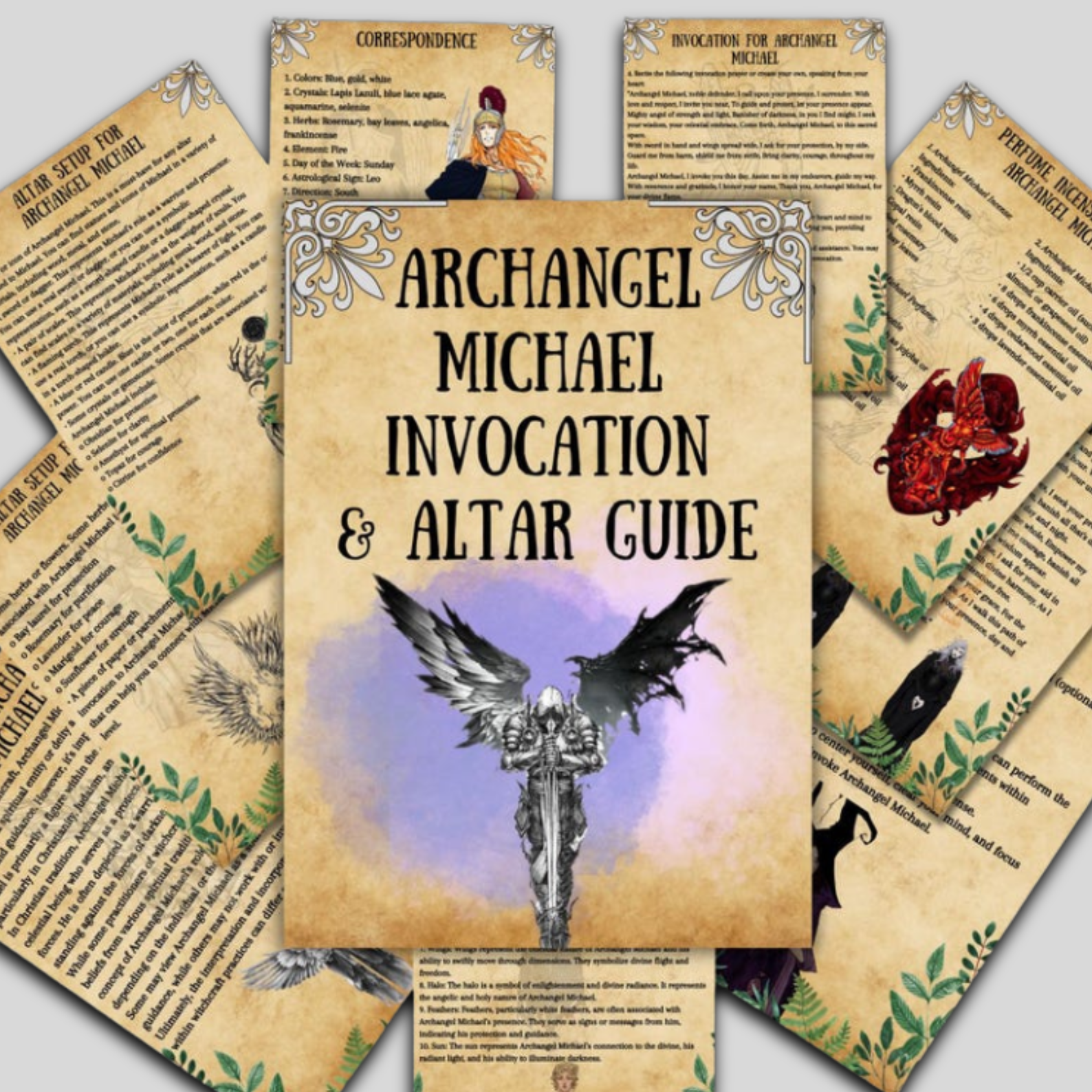 Archangel Michael Grimoire Pages, Altar Setup, Invocation, Printable Book of Shadows, Prayers, Wicca Witchcraft, Magick, Baby Witch, Angelic Profile