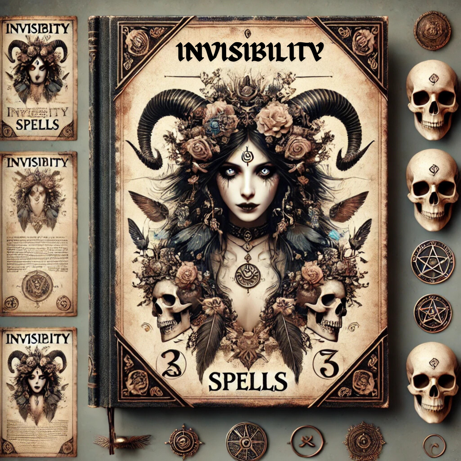 Invisibility Spells Bundle: Printable Spellbook, Wiccan Witchcraft, Beginner Book of Shadows & Magical Grimoire Pages