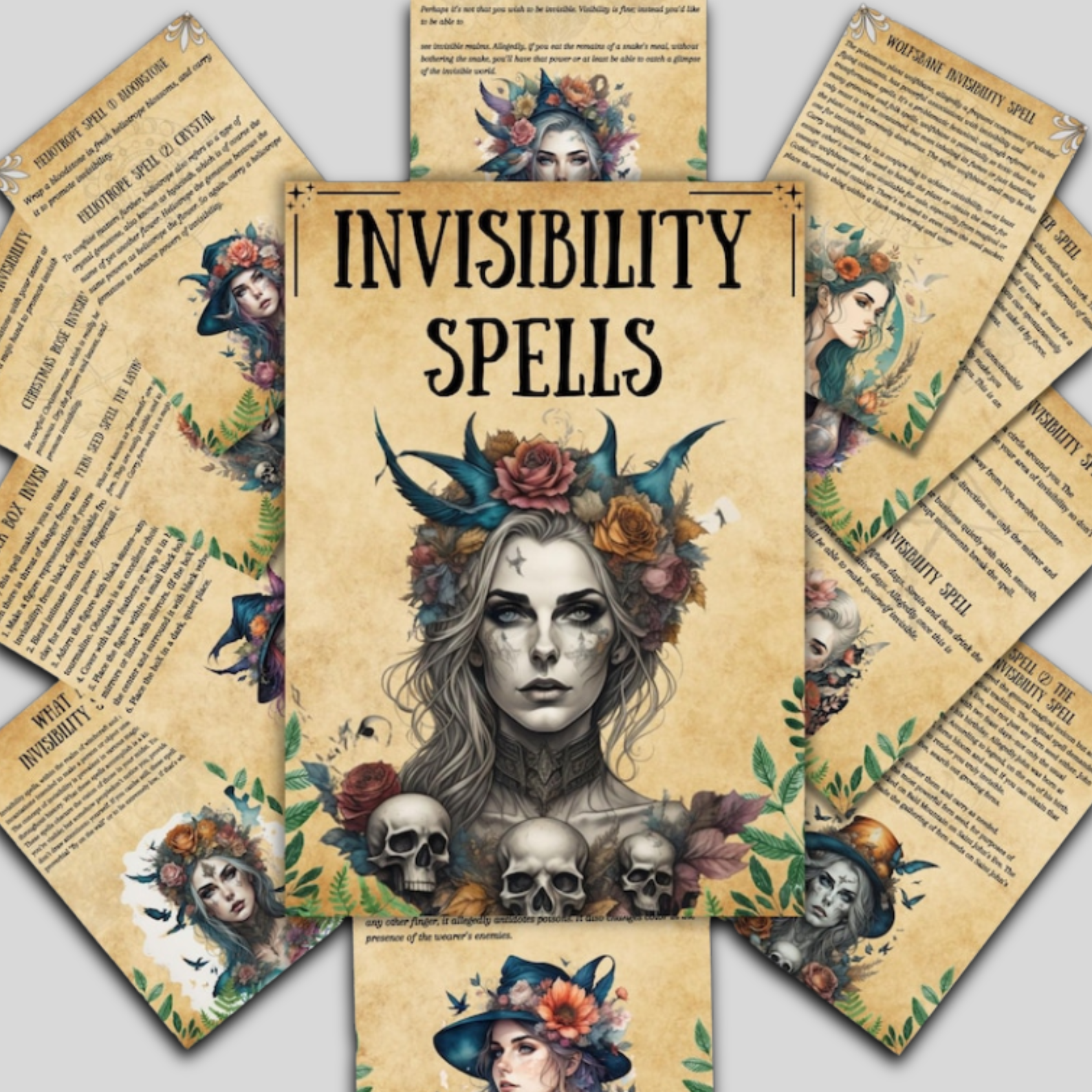 Invisibility Spells Bundle: Printable Spellbook, Wiccan Witchcraft, Beginner Book of Shadows & Magical Grimoire Pages