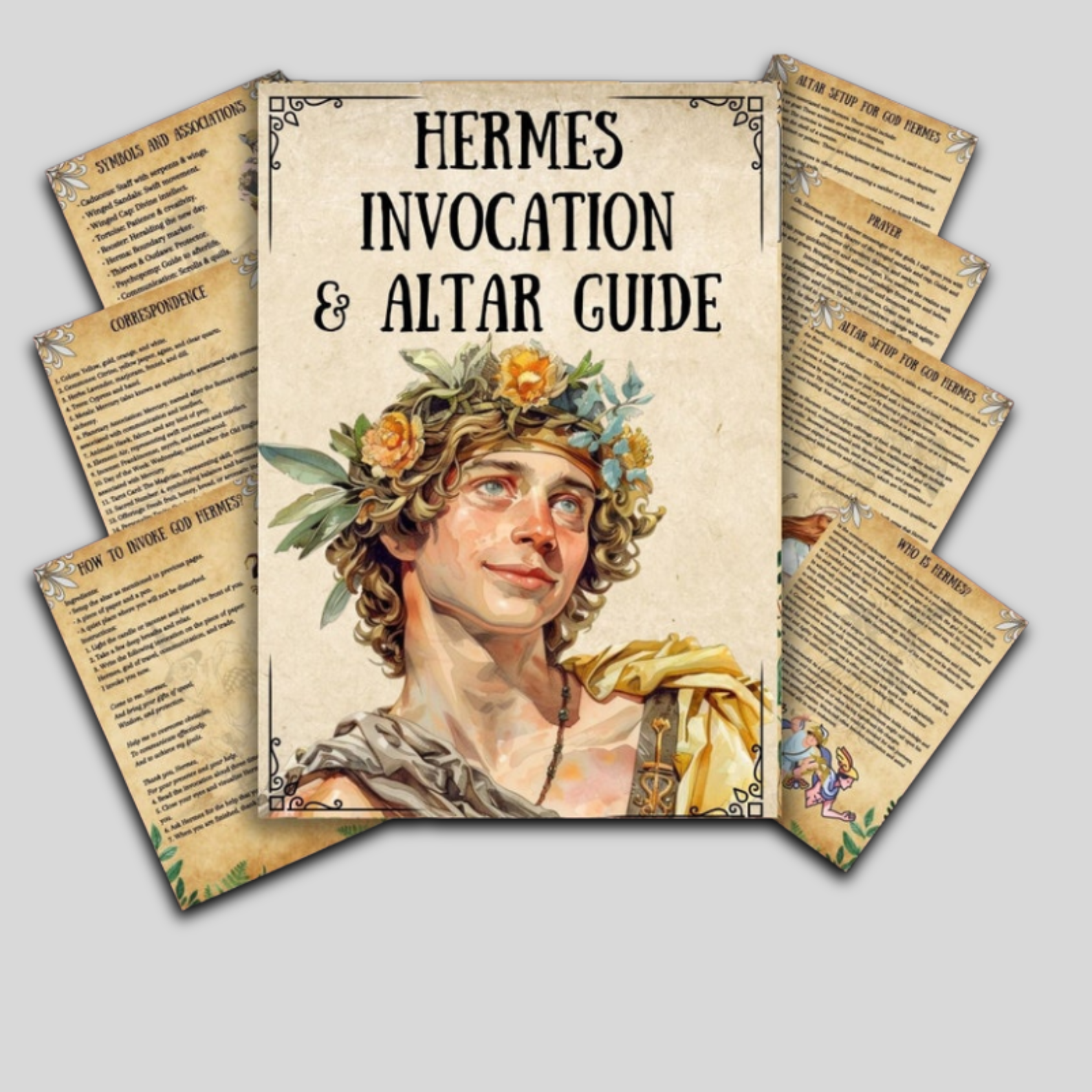 Secret Hermes Altar: Printable Grimoire Pages & Rituals for Wiccan and Greek Book of Shadows