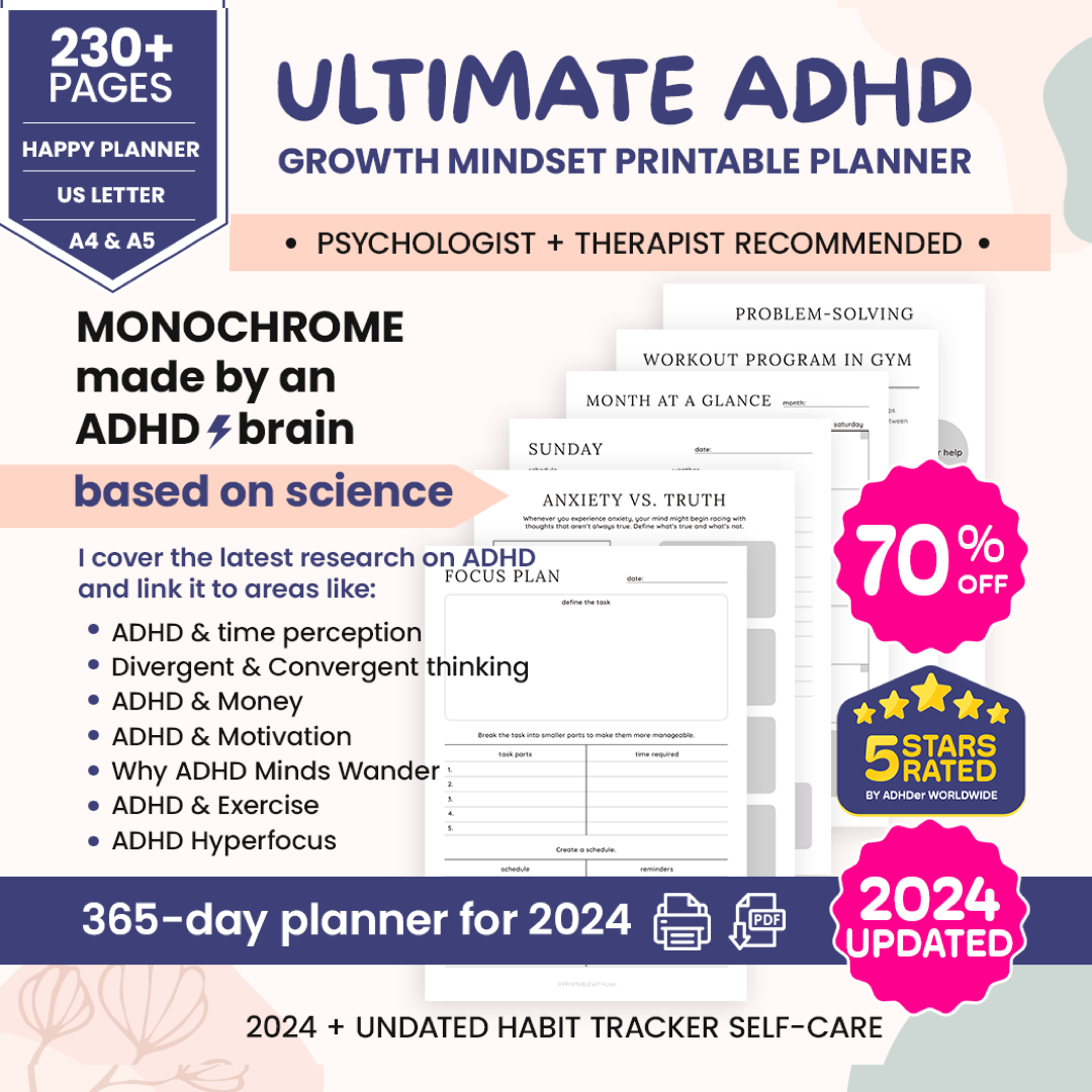 Ultimate ADHD Planner Bundle, ADHD Journal, ADHD Productivity Planner, ADHD Life Planner, Printable ADHD Planner