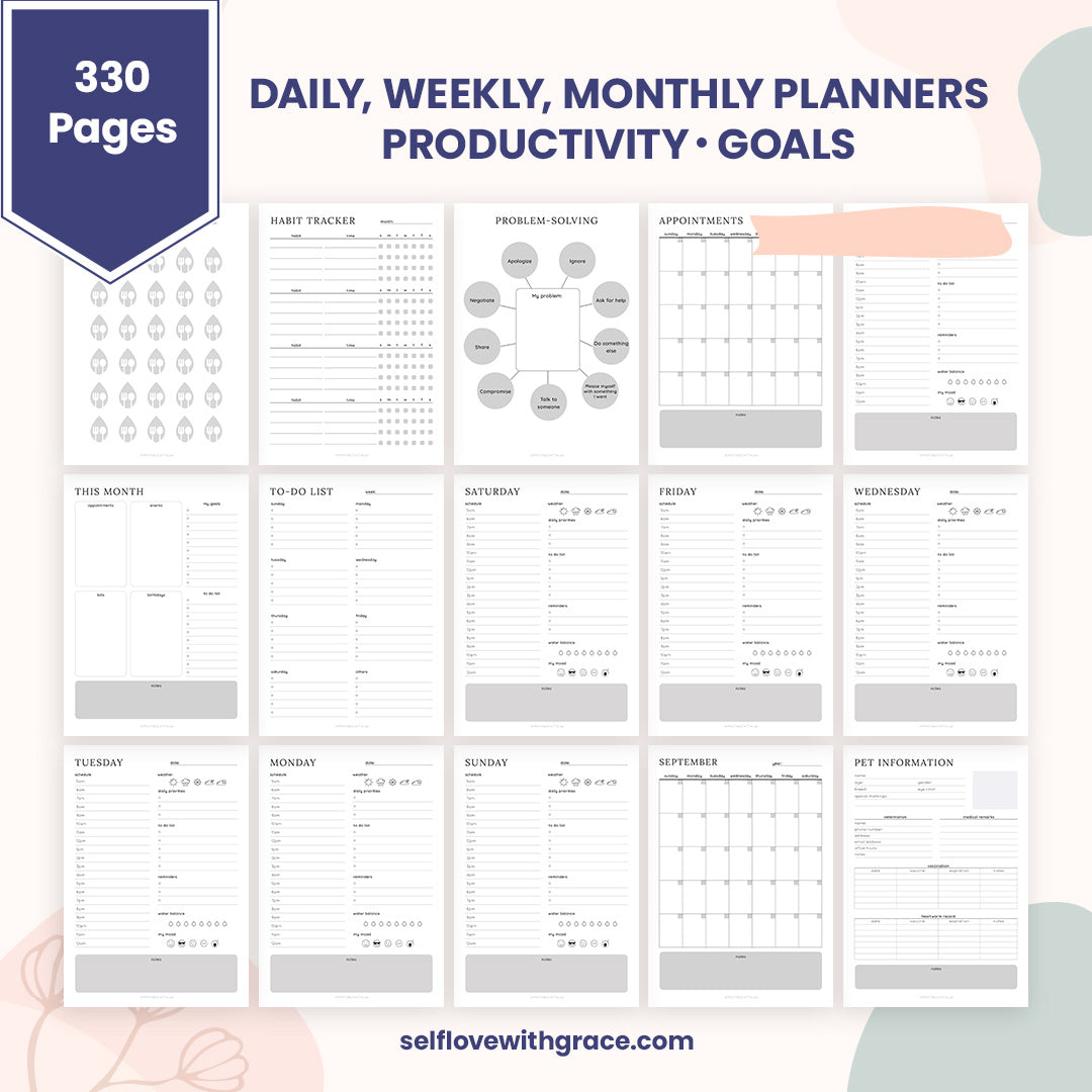 Ultimate ADHD Planner Bundle, ADHD Journal, ADHD Productivity Planner, ADHD Life Planner, Printable ADHD Planner