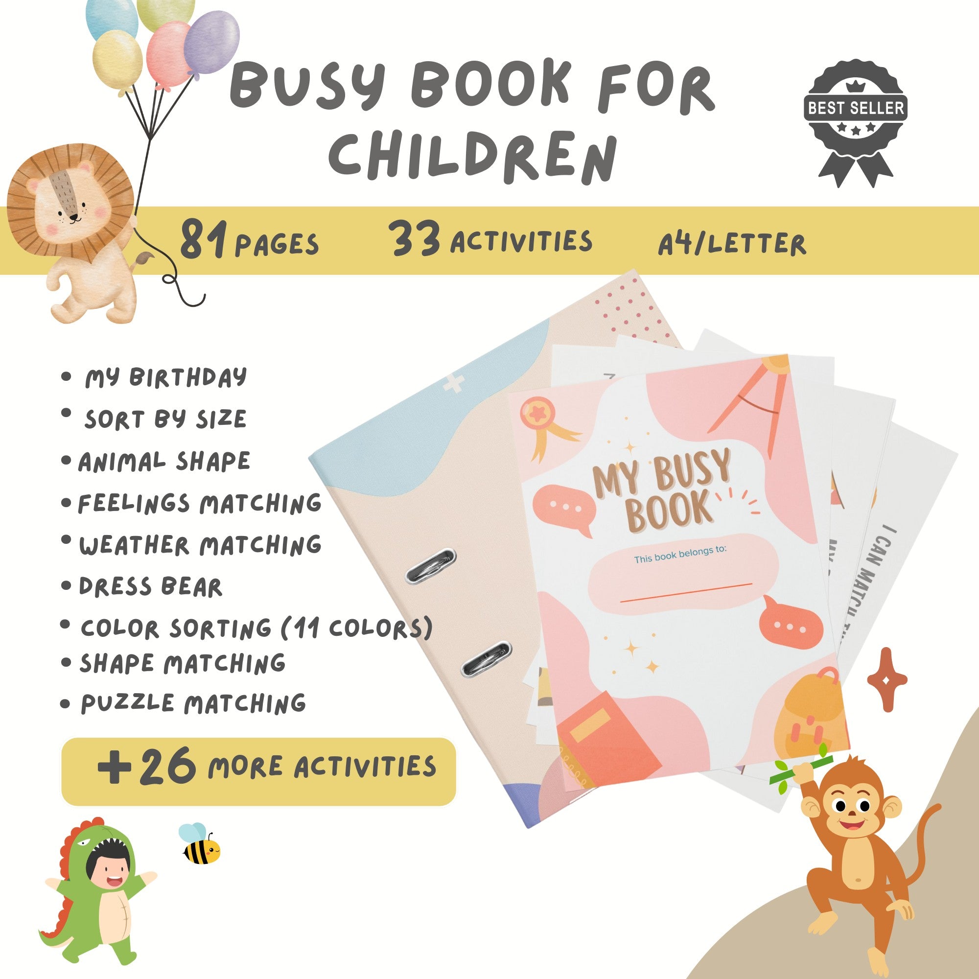 Busy Book zum Ausdrucken, Lernbuch für Kleinkinder, Vorschulaktivitäten, Homeschool-Ressourcen, Montessori-Materialien, Ruhiges Buch für Kinder, Digital