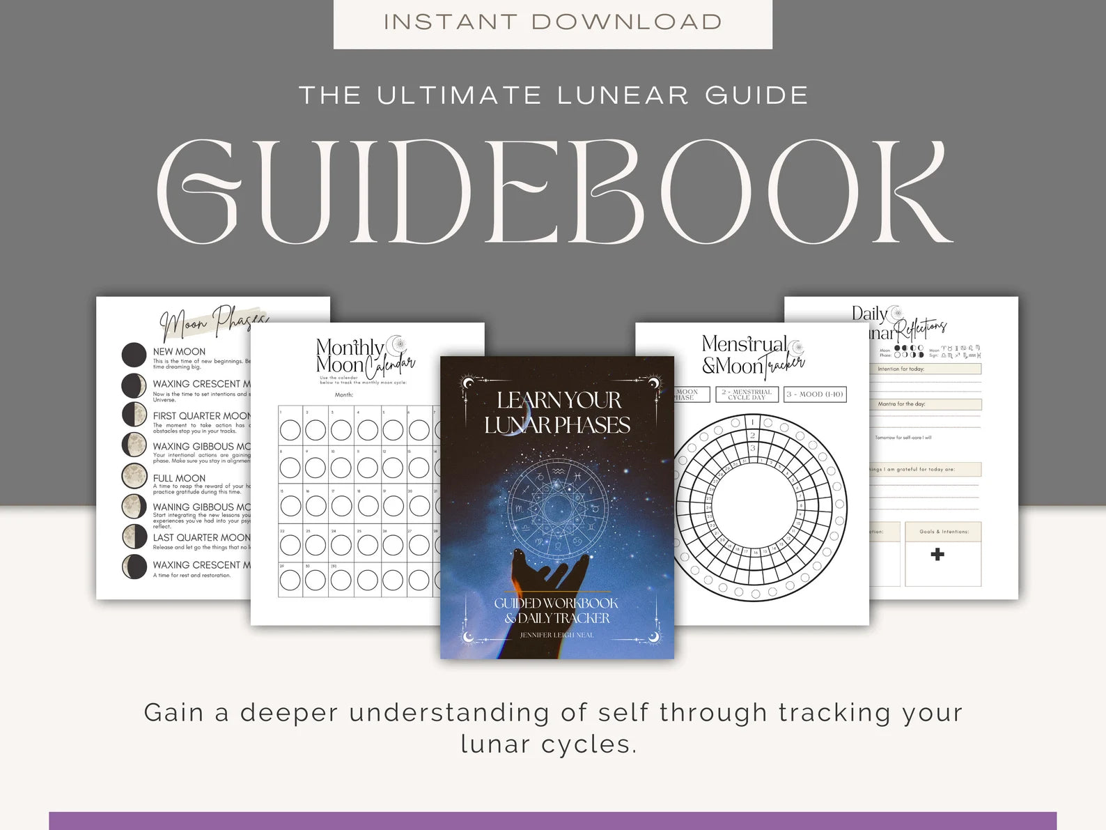 Moon Phases Guide | Lunar Tracker | Lunar Guide | Moon Magic Handbook | Moon Cycles | Menstrual Cycle Tracker | 2025 Lunar Insights Planner