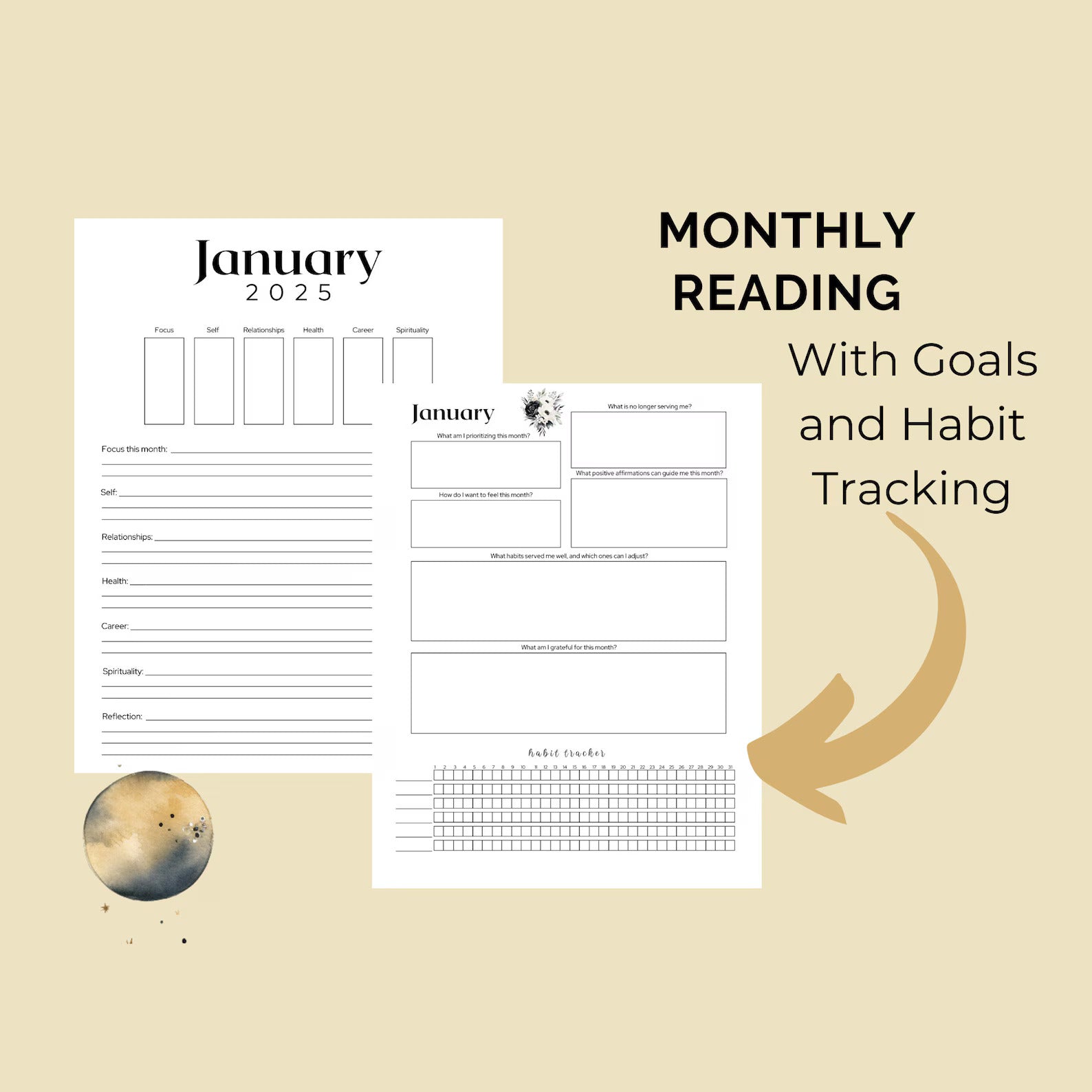 2025 Tarot Reader Planner | Moons Lunar Planner | Monthly Readings | Daily Readings | New & Full Moon Readings | Astrology Planner | Printable Ebook | Printable PDF