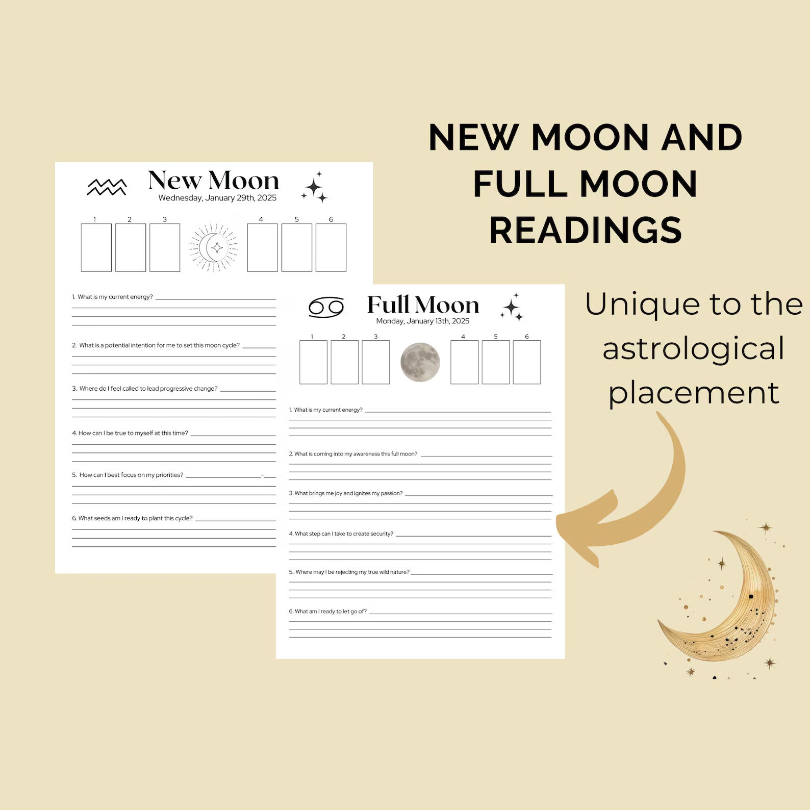 2025 Tarot Reader Planner | Moons Lunar Planner | Monthly Readings | Daily Readings | New & Full Moon Readings | Astrology Planner | Printable Ebook | Printable PDF