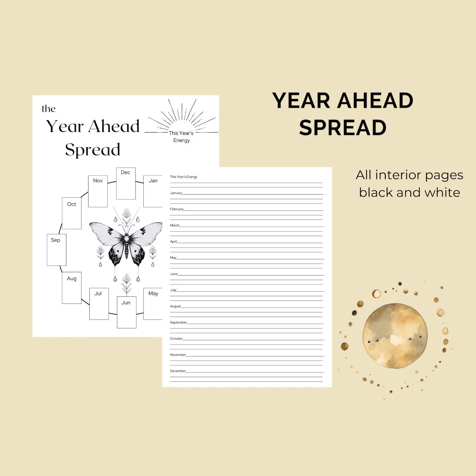 2025 Tarot Reader Planner | Moons Lunar Planner | Monthly Readings | Daily Readings | New & Full Moon Readings | Astrology Planner | Printable Ebook | Printable PDF